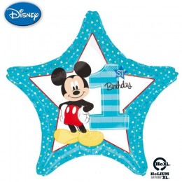 Palloncino a forma di stella "1st Birthday" Mickey
