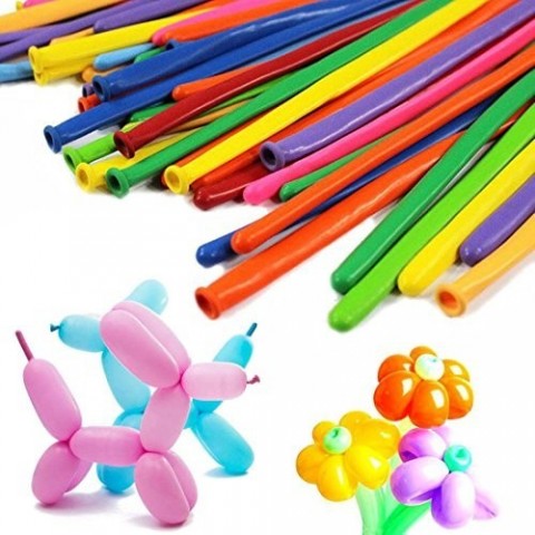 Palloncini modellabili da sagomare per sculture a forma di animali, spada, ali, cagnolino- Slim Ball  "260Q" colori assortiti